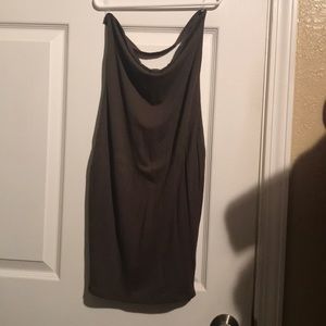 Olive green strapless dress